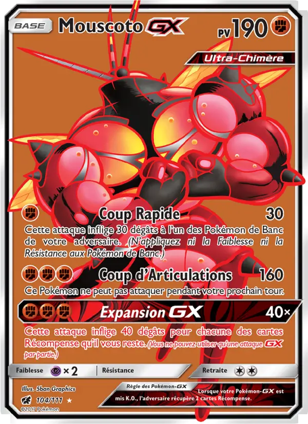 Scan HD carte Pokémon Mouscoto GX 104/111 — Invasion Carmin
