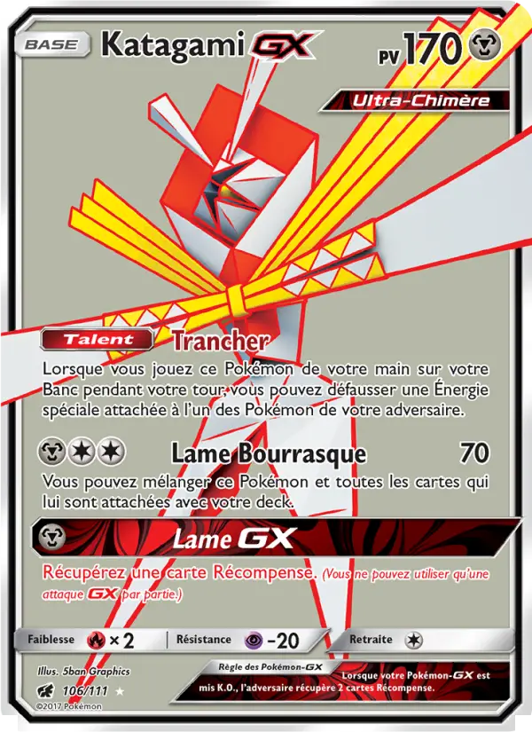 Scan HD carte Pokémon Katagami GX 106/111 — Invasion Carmin