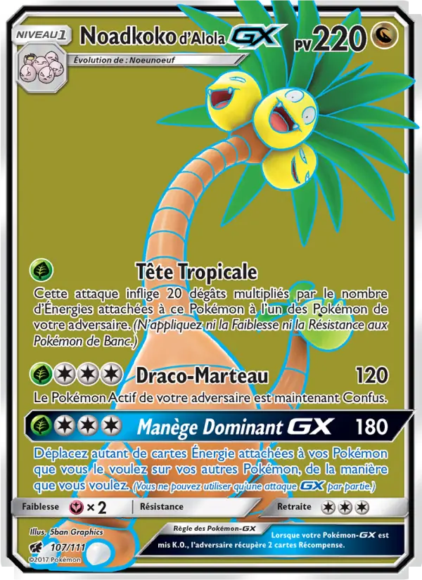 Scan HD carte Pokémon Noadkoko d’Alola GX 107/111 — Invasion Carmin