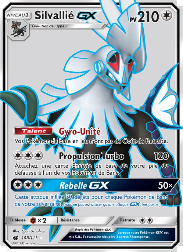 Scan HD carte Pokémon Silvallié GX 108/111 — Invasion Carmin
