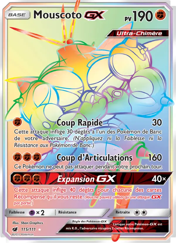Scan HD carte Pokémon Mouscoto GX 115/111 — Invasion Carmin
