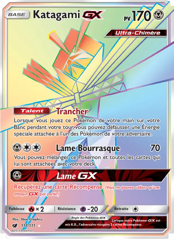 Scan HD carte Pokémon Katagami GX 117/111 — Invasion Carmin