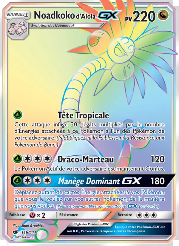 Scan HD carte Pokémon Noadkoko d’Alola GX 118/111 — Invasion Carmin