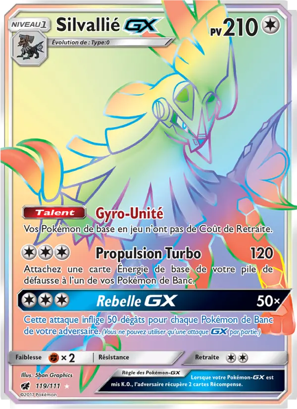 Scan HD carte Pokémon Silvallié GX 119/111 — Invasion Carmin
