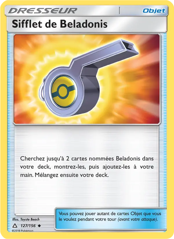 Scan HD carte Pokémon Sifflet de Beladonis 127/156 — Ultra-Prisme