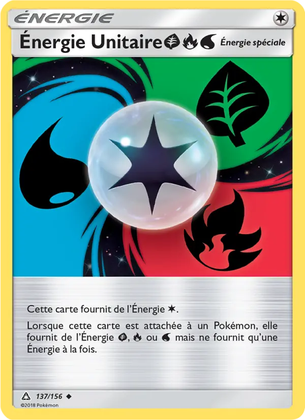 Scan HD carte Pokémon Énergie Unitaire GrassFireWater 137/156 — Ultra-Prisme