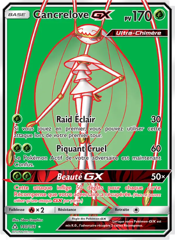 Scan HD carte Pokémon Cancrelove GX 140/156 — Ultra-Prisme