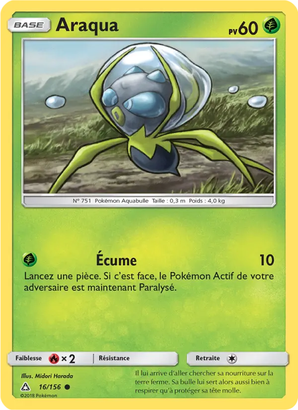 Scan HD carte Pokémon Araqua 16/156 — Ultra-Prisme