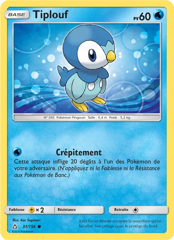 Scan HD carte Pokémon Tiplouf 31/156 — Ultra-Prisme