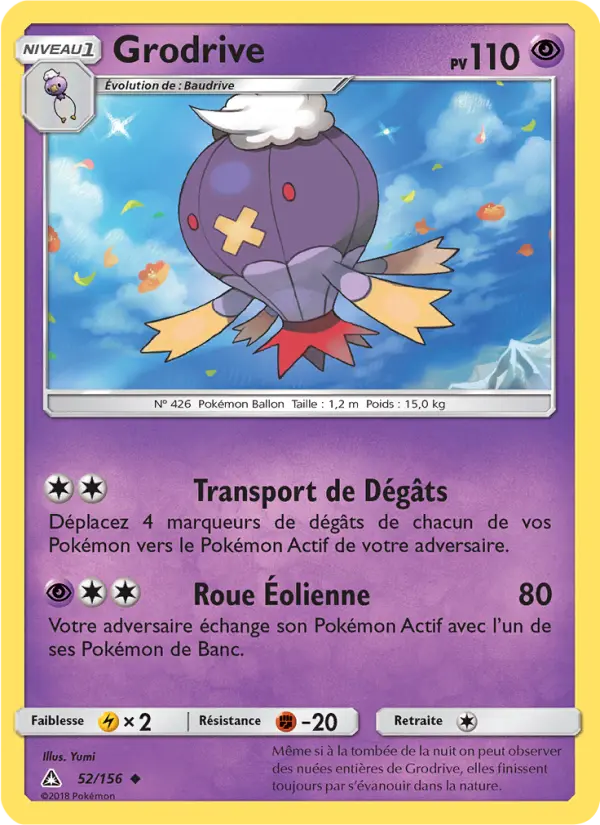 Scan HD carte Pokémon Grodrive 52/156 — Ultra-Prisme