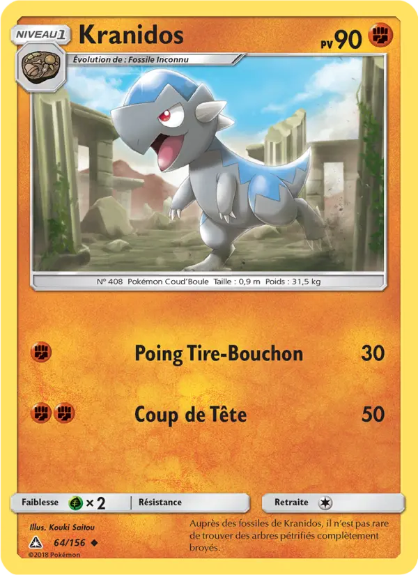 Scan HD carte Pokémon Kranidos 64/156 — Ultra-Prisme