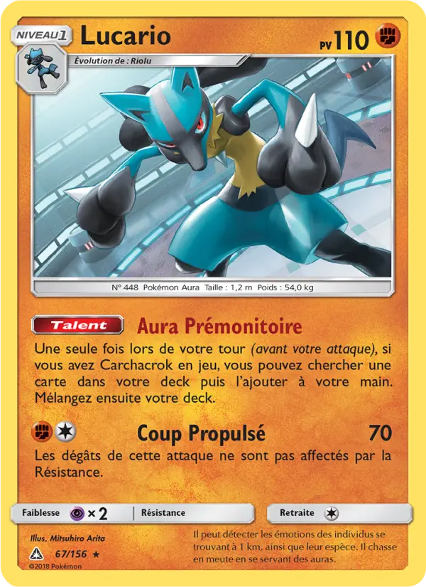 Scan HD carte Pokémon Lucario 67/156 — Ultra-Prisme