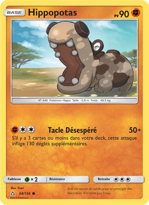Scan HD carte Pokémon Hippopotas 68/156 — Ultra-Prisme