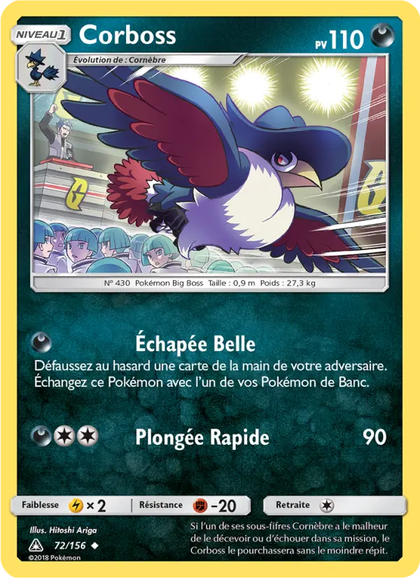 Scan HD carte Pokémon Corboss 72/156 — Ultra-Prisme