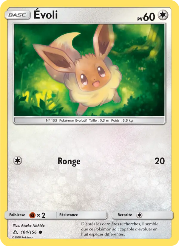 Scan HD carte Pokémon Évoli 104/156 — Ultra-Prisme