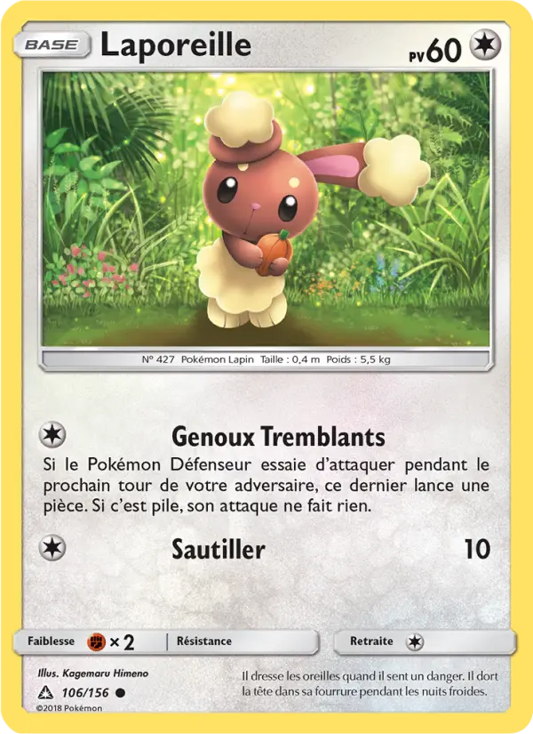 Scan HD carte Pokémon Laporeille 106/156 — Ultra-Prisme