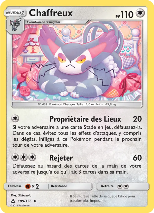 Scan HD carte Pokémon Chaffreux 109/156 — Ultra-Prisme