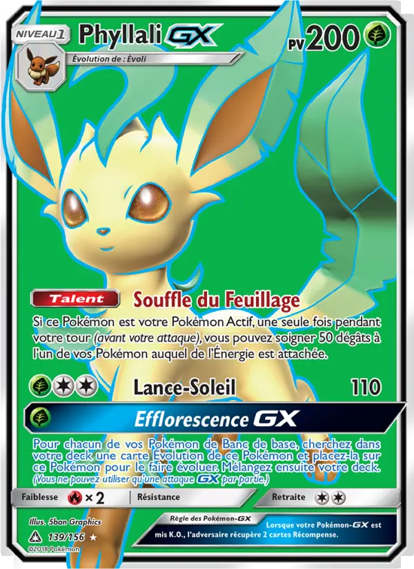 Scan HD carte Pokémon Phyllali GX 139/156 — Ultra-Prisme