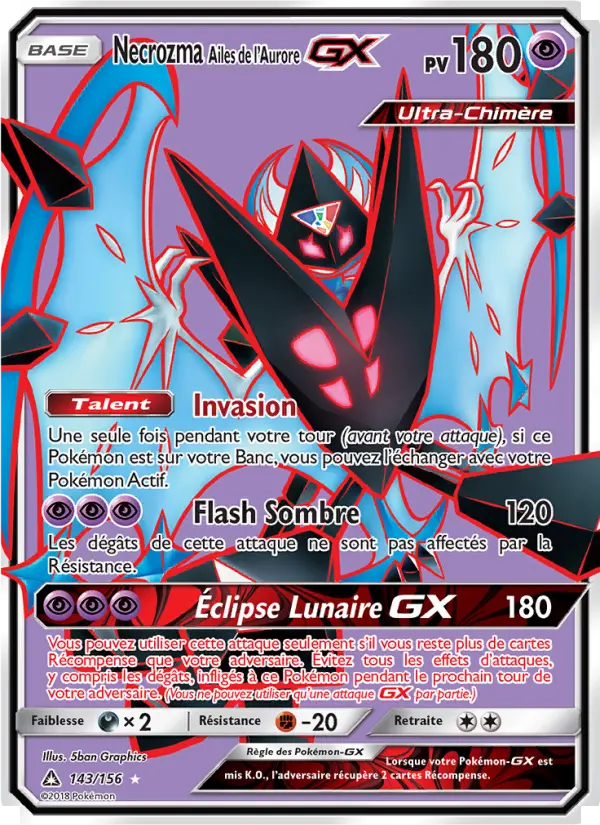 Scan HD carte Pokémon Necrozma Ailes de l’Aurore GX 143/156 — Ultra-Prisme