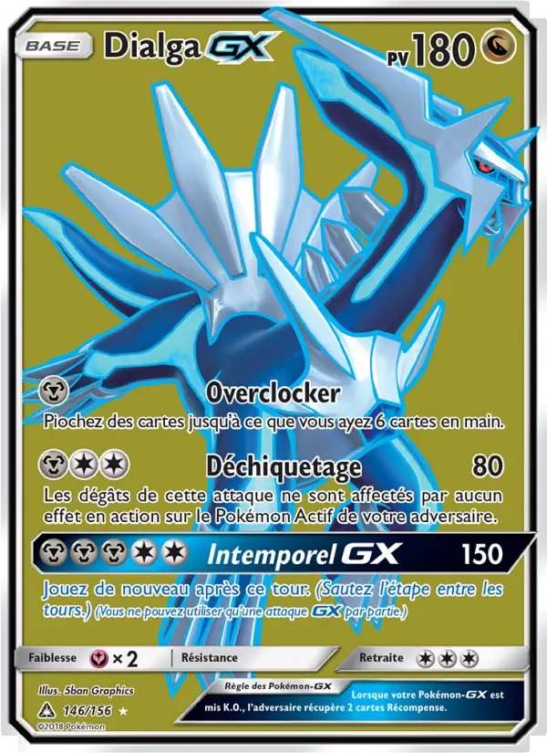 Scan HD carte Pokémon Dialga GX 146/156 — Ultra-Prisme