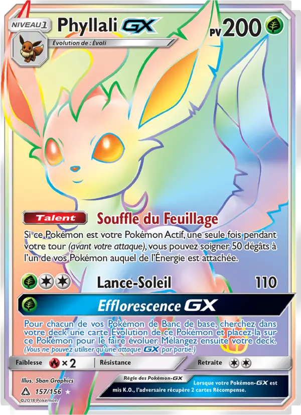 Scan HD carte Pokémon Phyllali GX 157/156 — Ultra-Prisme