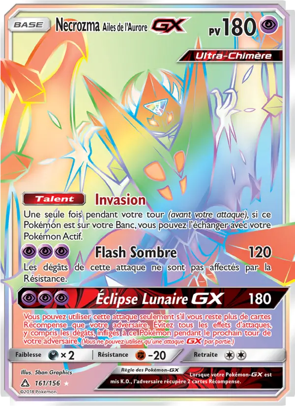 Scan HD carte Pokémon Necrozma Ailes de l’Aurore GX 161/156 — Ultra-Prisme