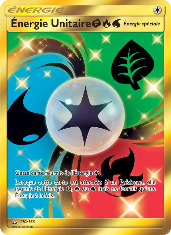 Scan HD carte Pokémon Énergie Unitaire GrassFireWater 170/156 — Ultra-Prisme