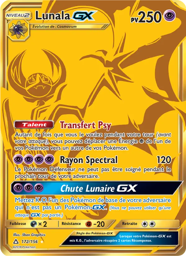 Scan HD carte Pokémon Lunala GX 172/156 — Ultra-Prisme