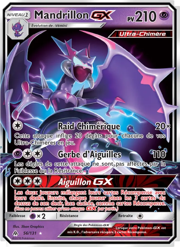 Scan HD carte Pokémon Mandrillon GX 56/131 — Lumière Interdite