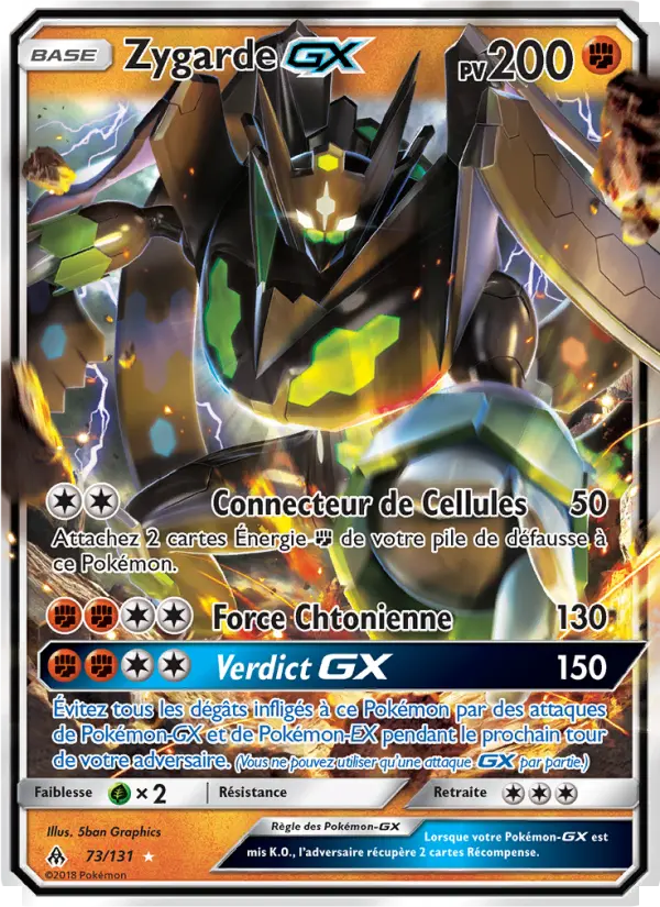 Scan HD carte Pokémon Zygarde GX 73/131 — Lumière Interdite