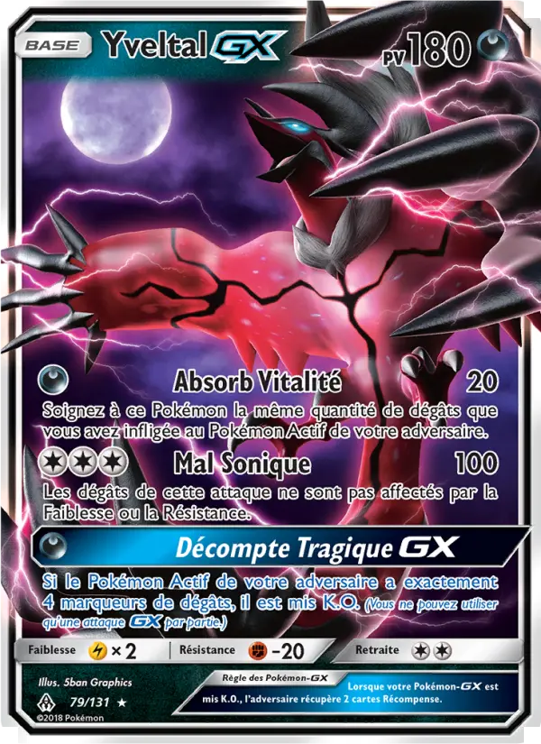 Scan HD carte Pokémon Yveltal GX 79/131 — Lumière Interdite