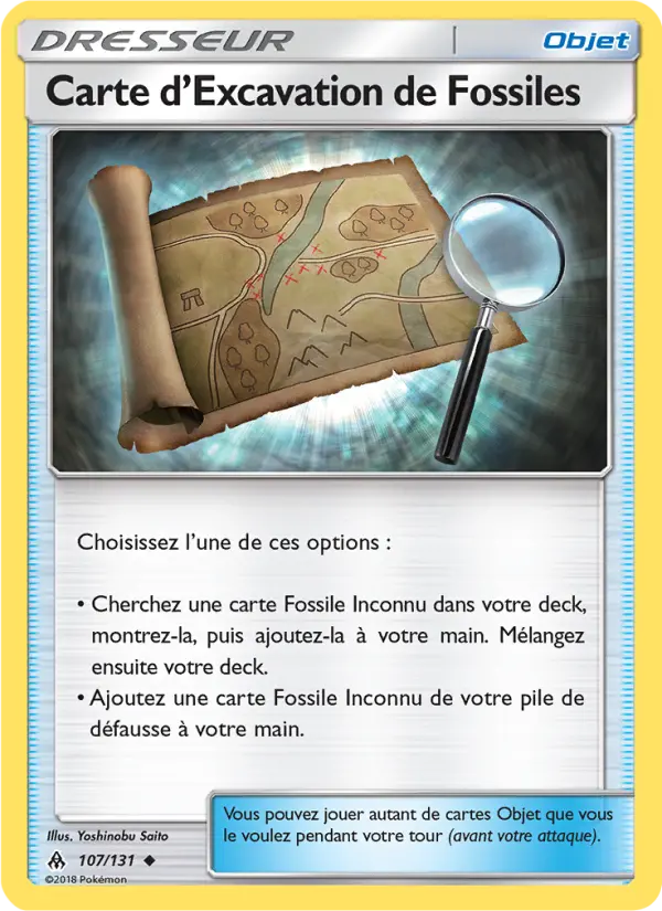 Scan HD carte Pokémon Carte d’Excavation de Fossiles 107/131 — Lumière Interdite