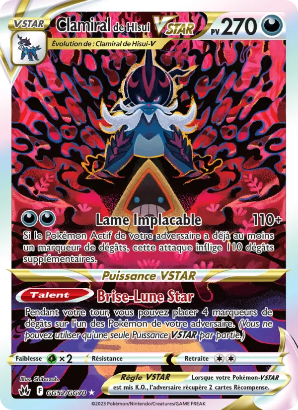 Scan HD carte Pokémon Clamiral de Hisui VSTAR GG52/159 — Zénith Suprême