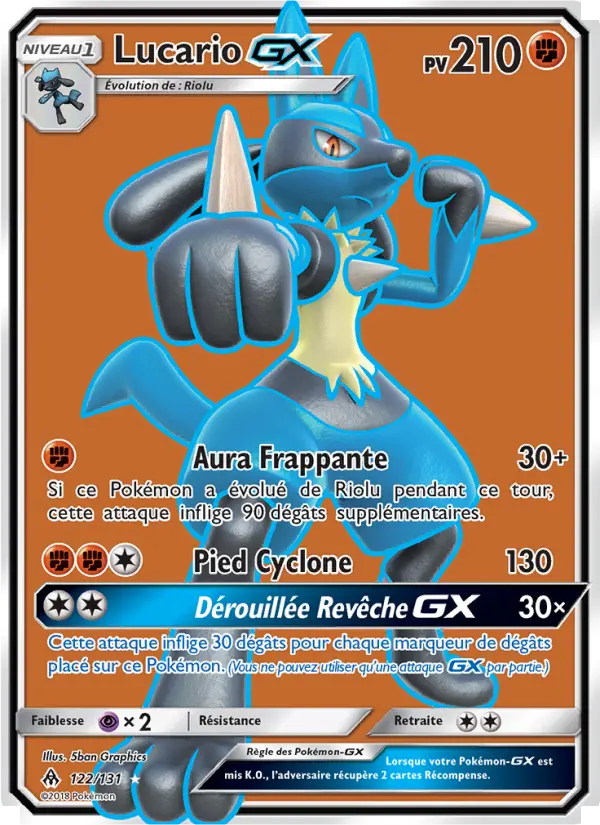 Scan HD carte Pokémon Lucario GX 122/131 — Lumière Interdite