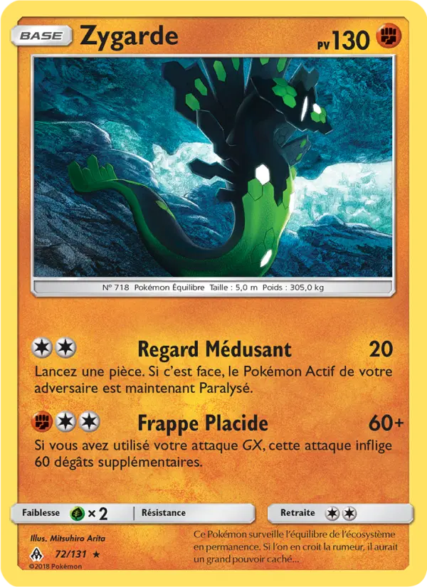 Scan HD carte Pokémon Zygarde 72/131 — Lumière Interdite