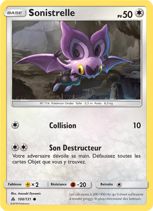 Scan HD carte Pokémon Sonistrelle 100/131 — Lumière Interdite