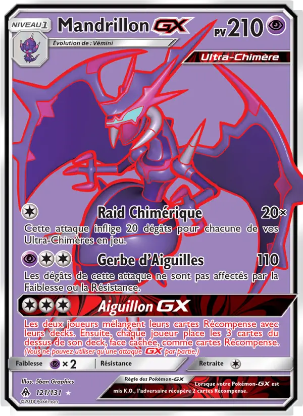 Scan HD carte Pokémon Mandrillon GX 121/131 — Lumière Interdite