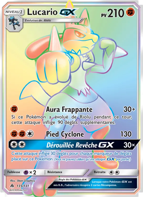 Scan HD carte Pokémon Lucario GX 135/131 — Lumière Interdite