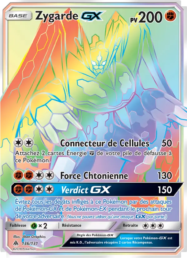 Scan HD carte Pokémon Zygarde GX 136/131 — Lumière Interdite
