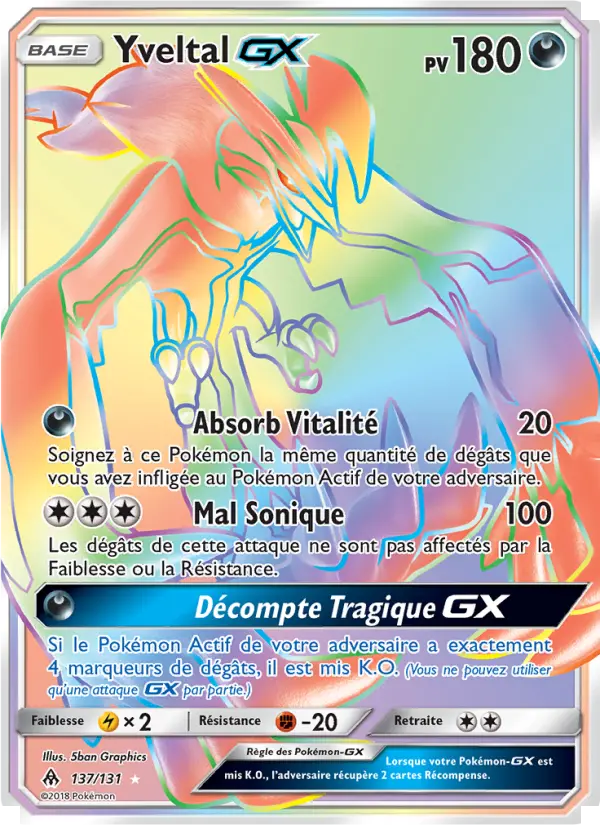 Scan HD carte Pokémon Yveltal GX 137/131 — Lumière Interdite