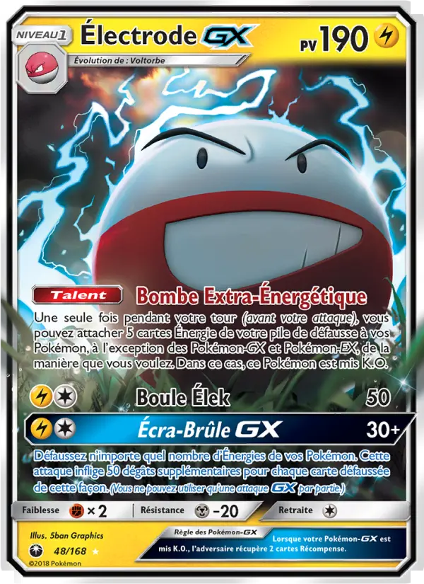 Scan HD carte Pokémon Électrode GX 48/168 — Tempête Céleste