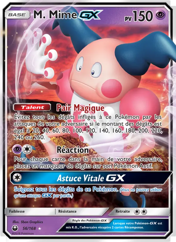 Scan HD carte Pokémon M. Mime GX 56/168 — Tempête Céleste