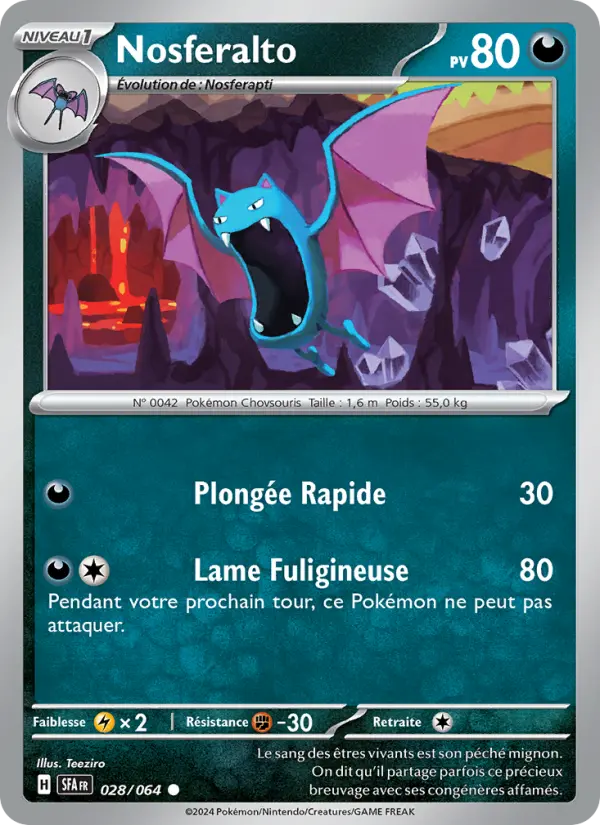 Scan HD carte Pokémon Nosferalto 028/64 — Fable Nébuleuse