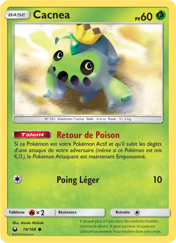 Scan HD carte Pokémon Cacnea 19/168 — Tempête Céleste