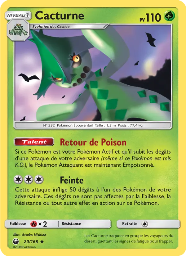 Scan HD carte Pokémon Cacturne 20/168 — Tempête Céleste