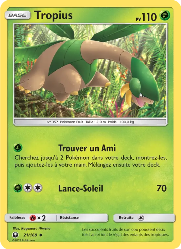 Scan HD carte Pokémon Tropius 21/168 — Tempête Céleste