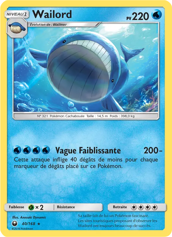 Scan HD carte Pokémon Wailord 40/168 — Tempête Céleste
