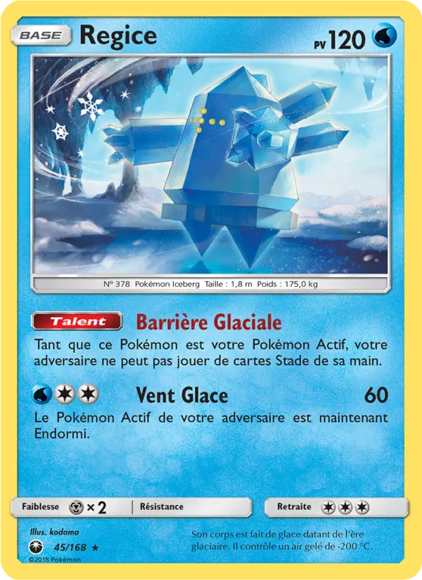 Scan HD carte Pokémon Regice 45/168 — Tempête Céleste