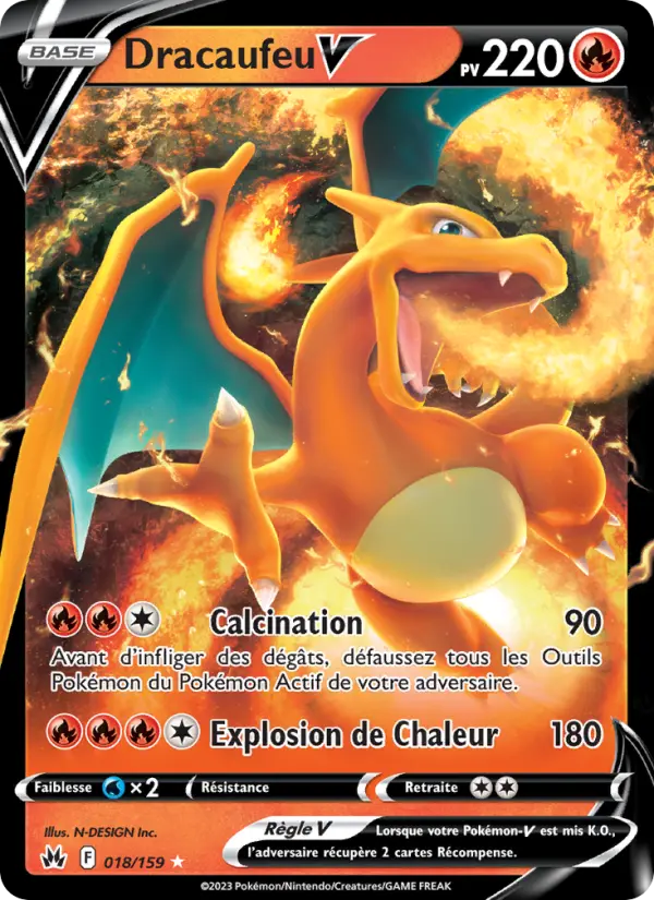 Scan HD carte Pokémon Dracaufeu V 018/159 — Zénith Suprême