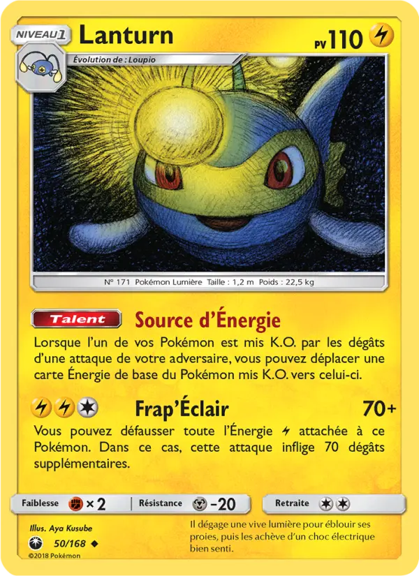 Scan HD carte Pokémon Lanturn 50/168 — Tempête Céleste